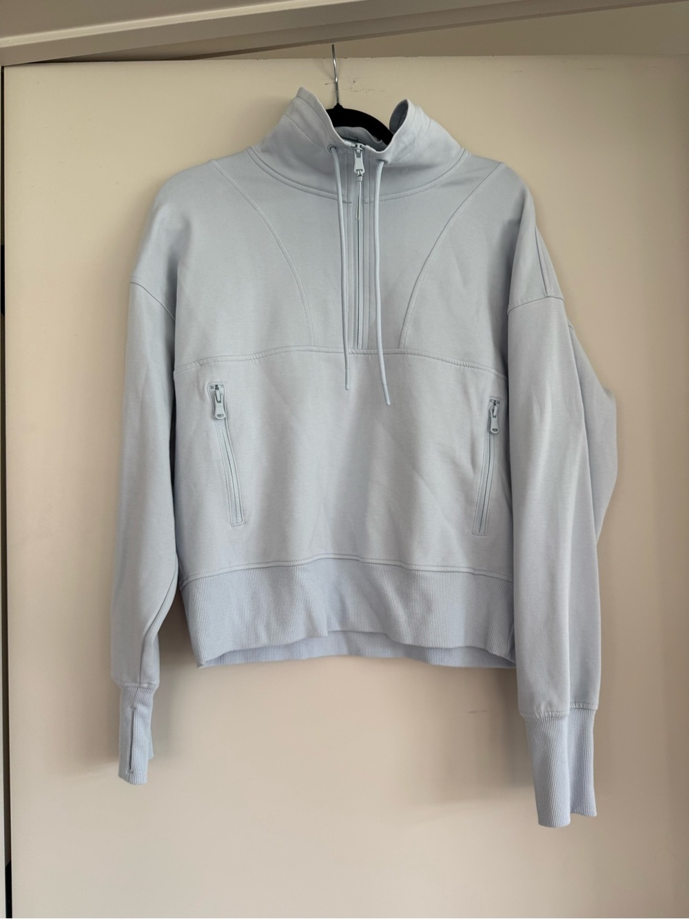 Light Blue Half-Zip Pullover Sweatshirt - Size Large